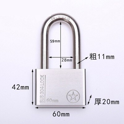 Stainless Steel 304 Same key Open all Padlock Cabinet Outdoor Lock Head Furniture Lock Waterproof Rust-Proof Door Lock: TK60mm-long