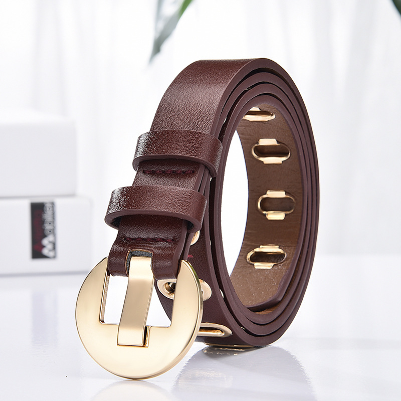 Grunge Women Belt Adjustable Hole Grunge Punk Belts for Women Alloy Pin Buckle Leather Belt for Pants Dresses: Coffee