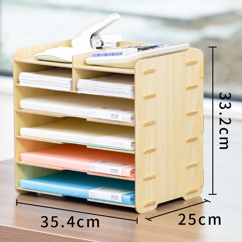 Étagère de rangement de bureau multifonctionnelle, en bois , papeterie de bureau, classeur de données, organisateur simple à plusieurs niveaux: Maple