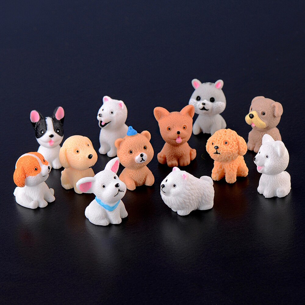 Dollhouse Decoration Fairy Garden Puppy Figurines Cute Teddy Mini Cartoon Dogs Toy Resin Miniature Animal For Children Toys