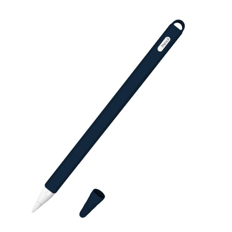 Tablet touch stylus pen beskyttende dæksel taske blød silikone tip hætte ærme skridsikker til æbleblyant 2: Midnatblåt