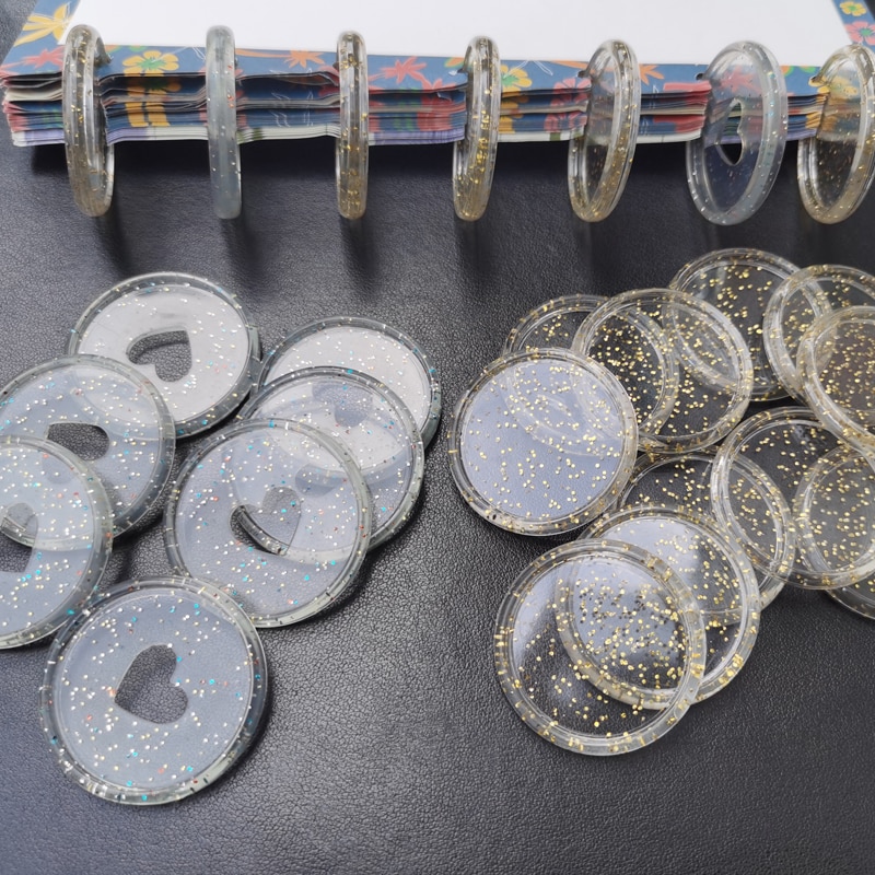 Anillo planificador con agujeros de setas para cuaderno, discos de encuadernación de 35MM, anillos de encuadernación de corazón para planificadores de botones de bucle de hojas sueltas de oficina, DIY, 100 Uds.