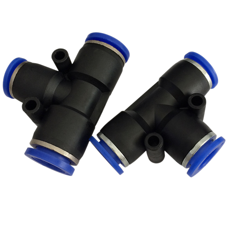 10 stk pneumatisk t-formet tee union forbindelsesrør one touch tryk ind luft fitting slange hjem luft/vand slange rør  od 6mm
