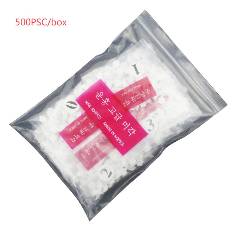 French chip-proof manikyrsett 100/500 stk fransk nail art korte tips akryl uv gel falske tips halvpasta korte falske negler: 500 stk