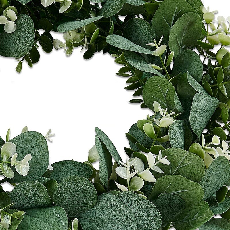 17.72 Inch Wreaths for Front Door, Artificial Eucalyptus Wreath for Front Door Spring Wreath for All Seasons Outdoor