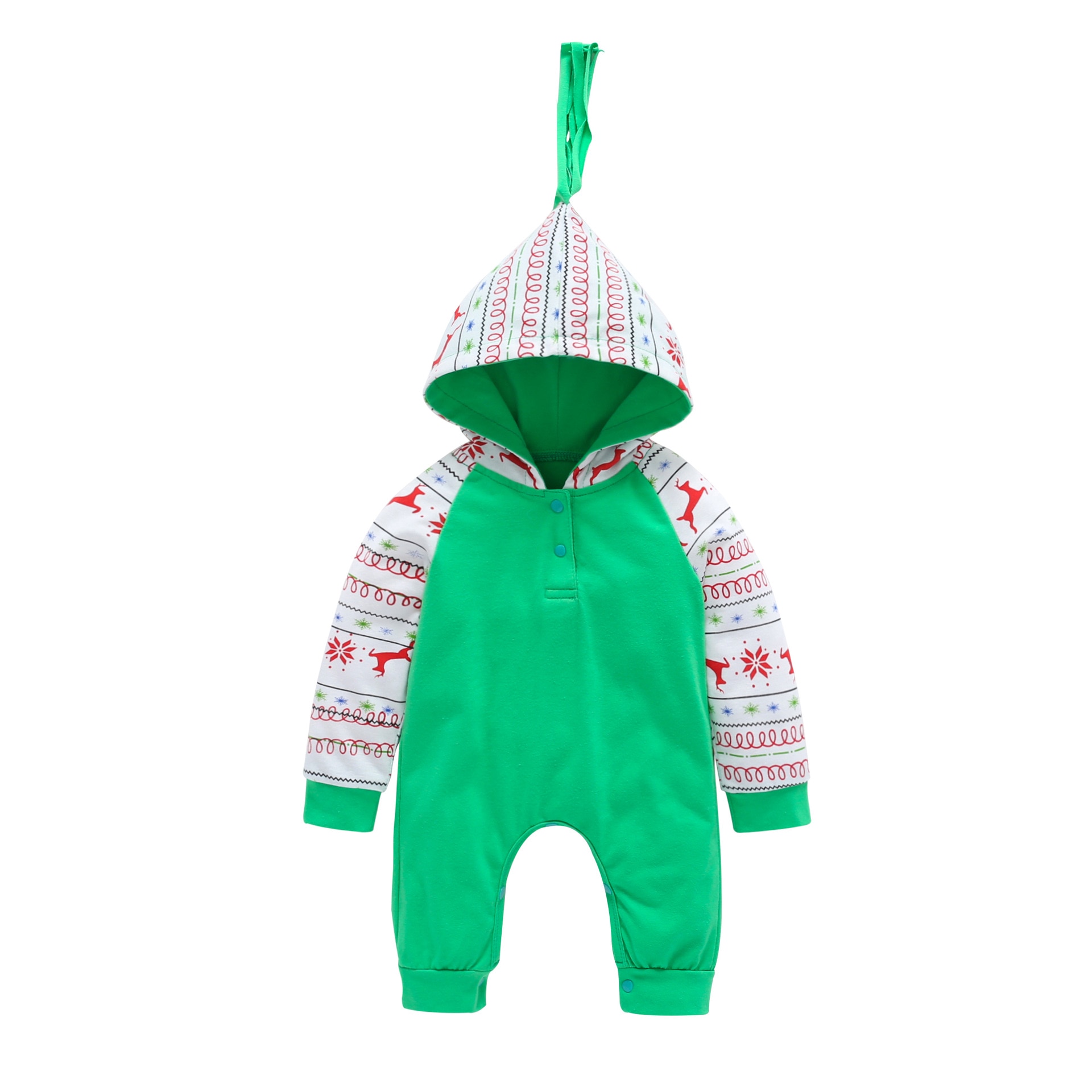 0-24M Lange Ärmel Weihnachten Neugeborenen Baby Jungen Mädchen Hirsch Strampler Quaste Hoodies Gesamt Outfits Kleidung