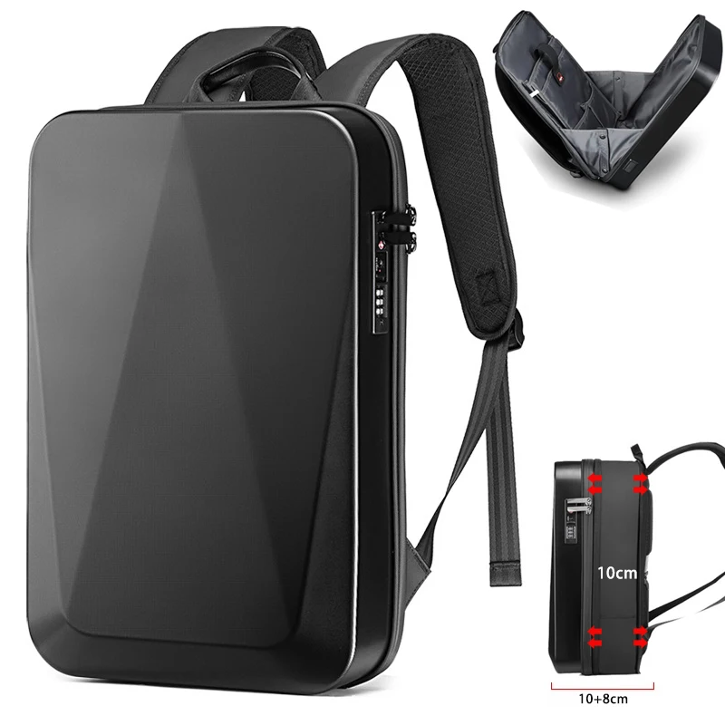 15,6-Zoll-Laptop-Rucksack mit Hartschale für Herren, wasserdicht, Diebstahlschutz, erweiterbar, TSA-Schloss, Spielen-Pack, luxuriöser Geschäft-Rucksack, USB-Aufladung