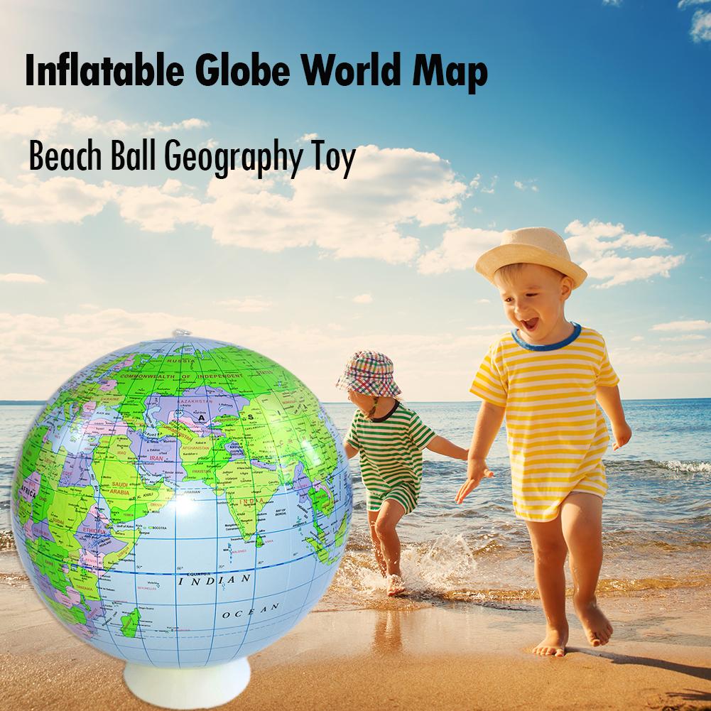 40cm Inflatable Globe World Earth Ocean Map Ball Educational Supplies Geography Learning Educational Beach Ball Kids Geography