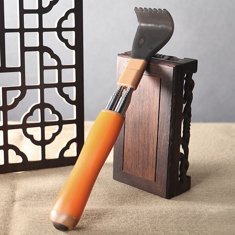 Gratte-dos télescopique Portable rétractable en acier inoxydable, outil de Massage des démangeaisons, grattoir Double pôle réglable,: vert militaire