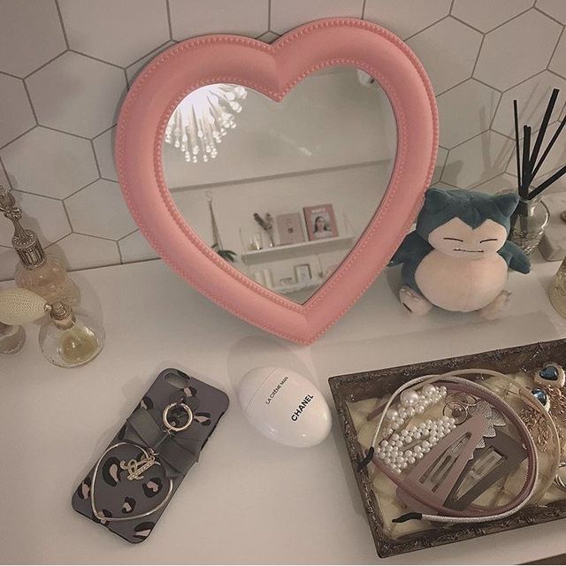 Ins-Espejo de maquillaje con forma de oso para chica, accesorio decorativo para dormitorio de estudiantes, escritorio, princesa: 08