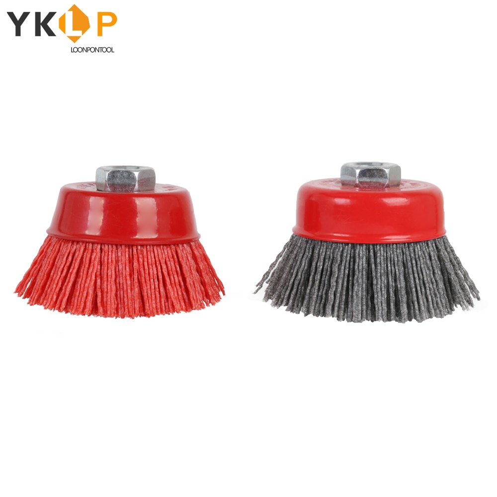 4" Cup Nylon Abrasive Brush Wheel M14 X 3inch P80 Pile Polymer-abrasive For Angle Grinder Tool 80/120#