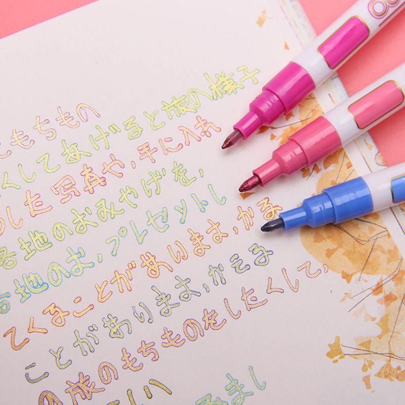 8 Colors Double Line Outline Pen Glitter Fluoresce... – Vicedeal