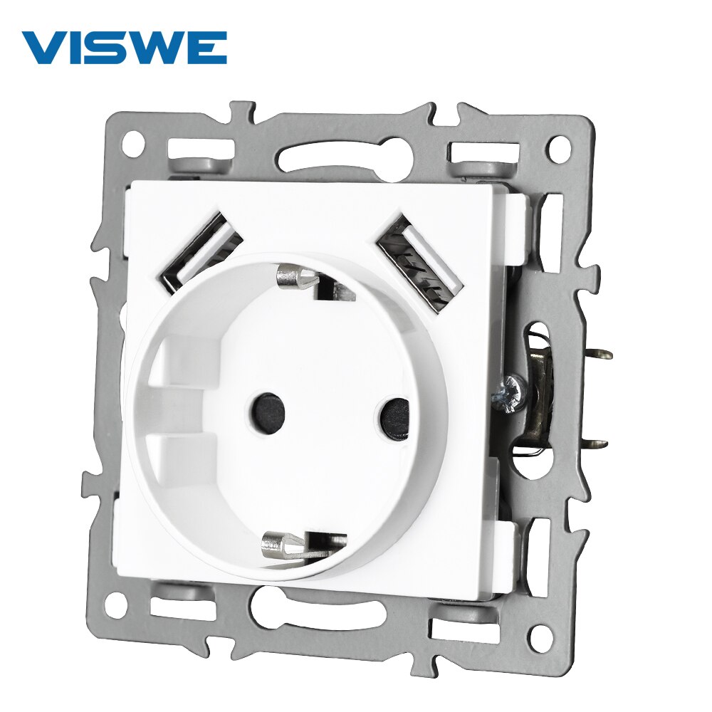 Viswe Dubbele Usb-poort 5V 2A Decoratieve Stekker, thuis Elektrische Stopcontact Met Opladen Diy Onderdelen Zonder Panel
