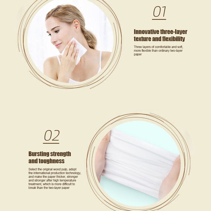 1/2/4 Rolls Toilet Paper Tissue Household 3 Layers White Soft Skin-Friendly for Bathroom KG66