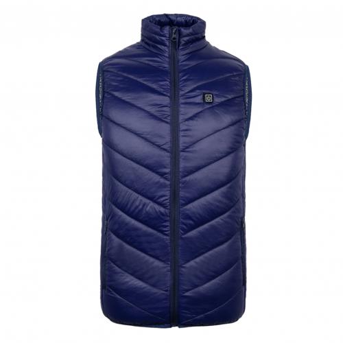 Chaleco calentador eléctrico inteligente con cremallera para hombre y mujer, chaleco eléctrico calentador con carga USB ajustable, lavable, al aire libre para senderismo, Invierno: Dark Blue / XL