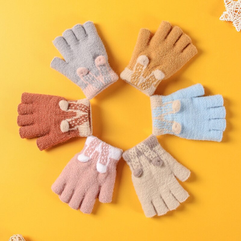 Herfst En Winter Baby Kinderen Leuke Animal Cartoon Fluwelen Warme Handschoenen Voor Jongens En Meisjes Zachte Half-Vinger Handschoenen kid 'S