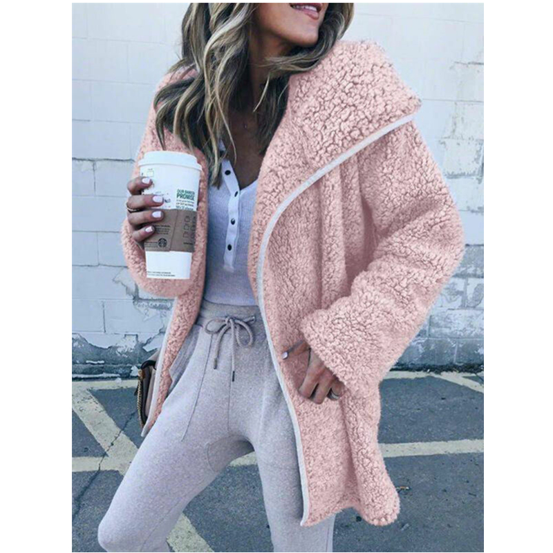 Vinter dame jakker kåpe dame varm genser cardigans dame fleece imitert pels hettegenser yttertøy manteau femme plus str.