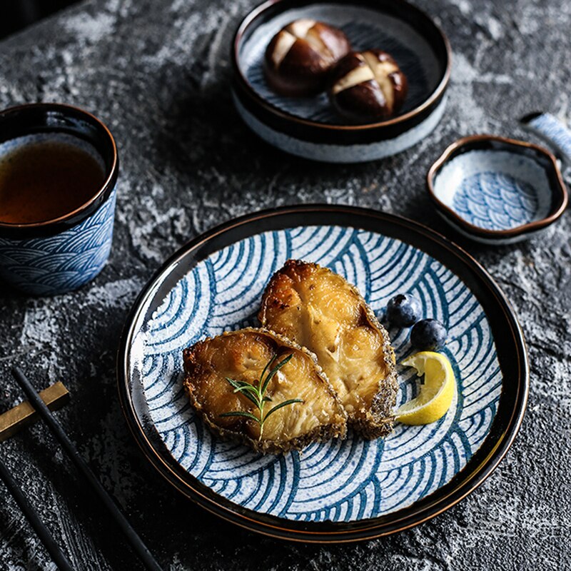 Japanse Stijl Keramische Rijstkom Schotel Plaat Huishouden Schotel Set Een Persoon Servies Japanse Restaurant Hotel Set