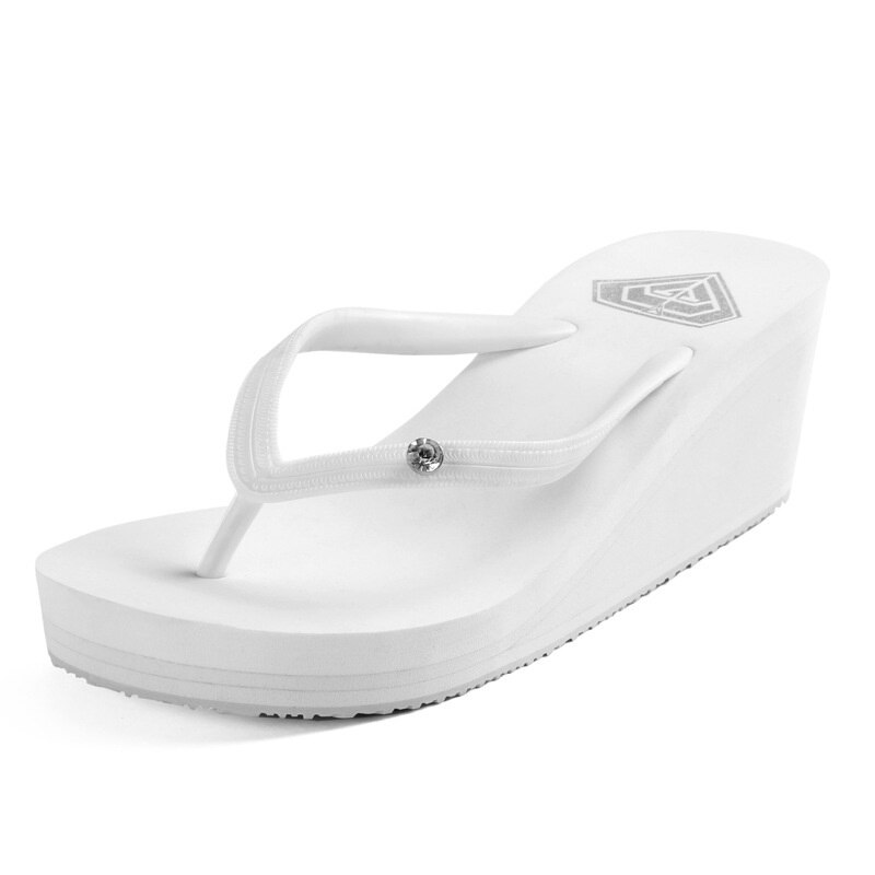 Kvinnors sommartofflor med diamantflipflops lediga tofflor damsandaler sommarskor dam lätta mjuka rutschkanor: Vit / 39