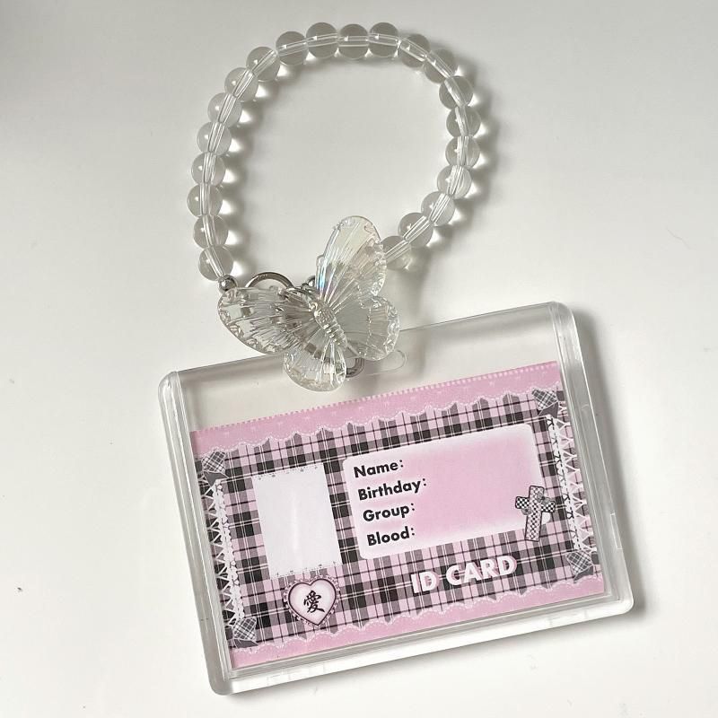 Crystal Butterfly 3-calowe akrylowe etui na karty Fotokartki Wyświetlacz Kredyt ID Karta bankowa Etui ochronne Brelok do kluczy Moda