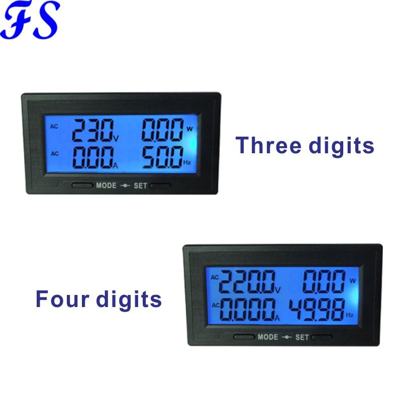 AC 200A Volt Amp Panel Meter LCD Digital Voltmeter Ammeter AC Voltage Current Meter Frequency Energy Hz Meter AC 60-500V 380V