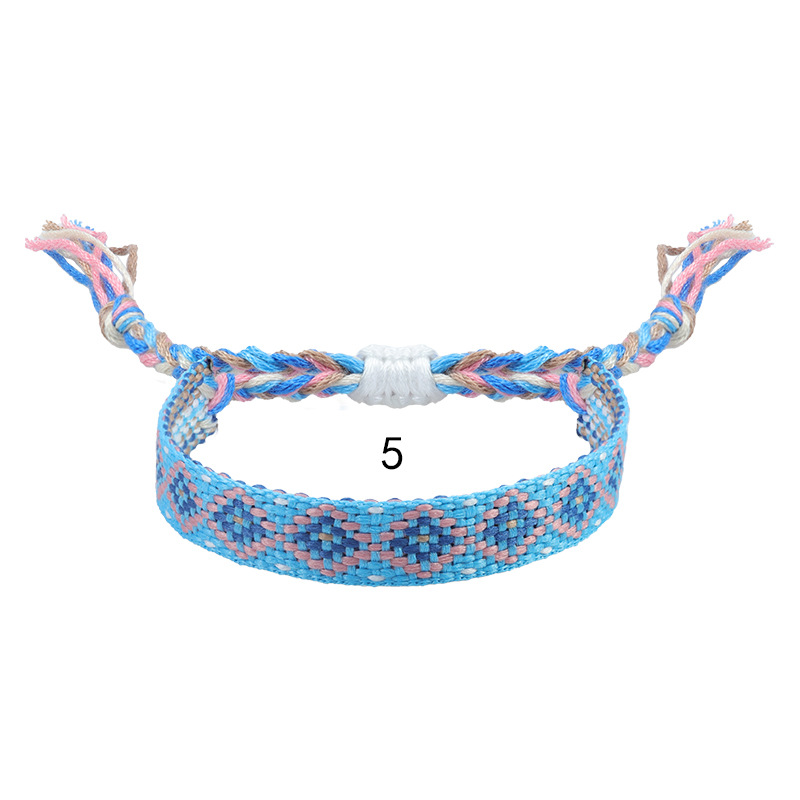 Nepal etnico tessuto braccialetto fatto a mano amicizia treccia corda tessuto cinturino a mano ricamo braccialetto nappe coppia Boho Wrap donna uomo: Rosa Color Oro