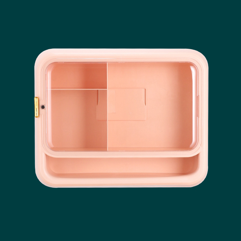 Boîte de rangement murale pour cosmétiques, organisateur de maquillage, résistant à l'eau et à la poussière, support de rangement pour rouges à lèvres, bijoux, poinçon gratuit: Square pink