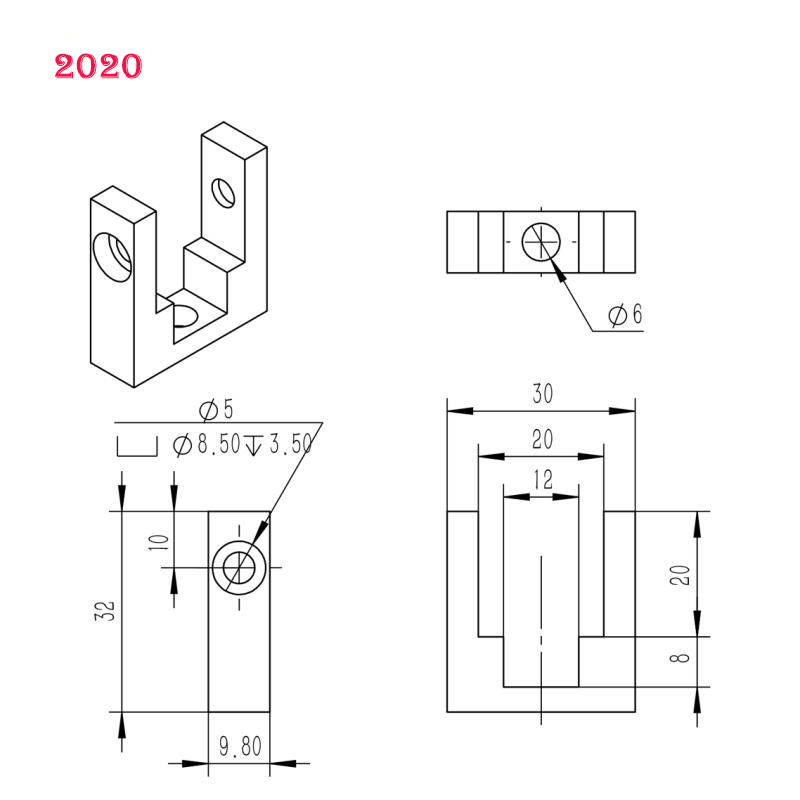 3D Printer Parts 2040 Aluminum Profile Fixed Block Outline MGN12 Linear Guide Fixed Block With Screw Nut Accessories