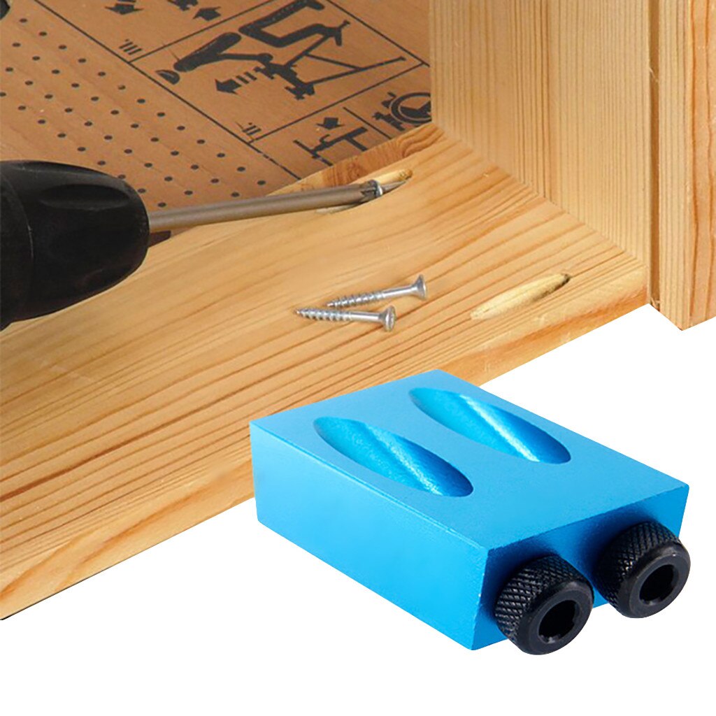Woodworking Oblique Hole Locator Drill Bits Pocket Hole Jig Kit 15 Degree Angle Drill Guide Set Hole DIY Carpentry Tools