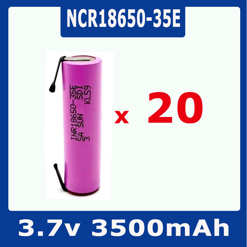 18650 35E 3500mAh 20Adischarge 3.7V INR18650-35E 18650 li-ion 3.7V batterij oplaadbare batterij + DIY nicke: Clear