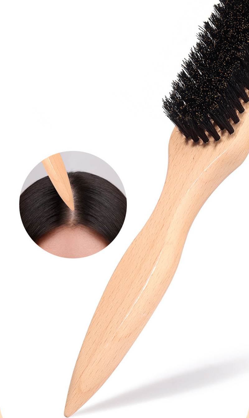 Varkenshaar Slick Back Haarborstel voor een strak paardenstaartbroodje en het gladmaken van babyharen, flyaways, randcontrole, houten plaagkam