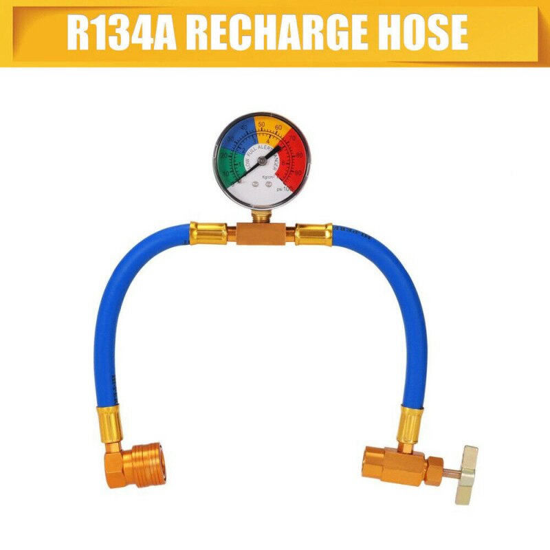 Refrigerant Charging Hose With Pressure Gauge R134a Air Conditioner Fluoride Tube Release Refrigerant Connector Pressure Gauge