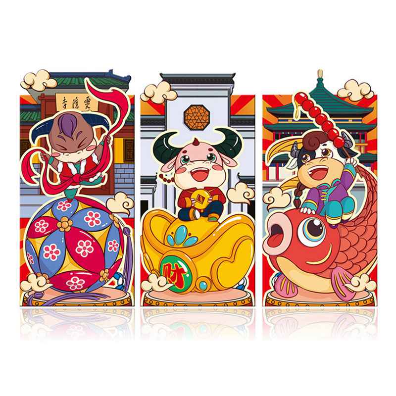 Cartoon Rode Envelop Jaar Drie-Dimensionale Speciale-Vormige Rode Envelop Tas Lucky Seal Rode Pakketten 6 stuks