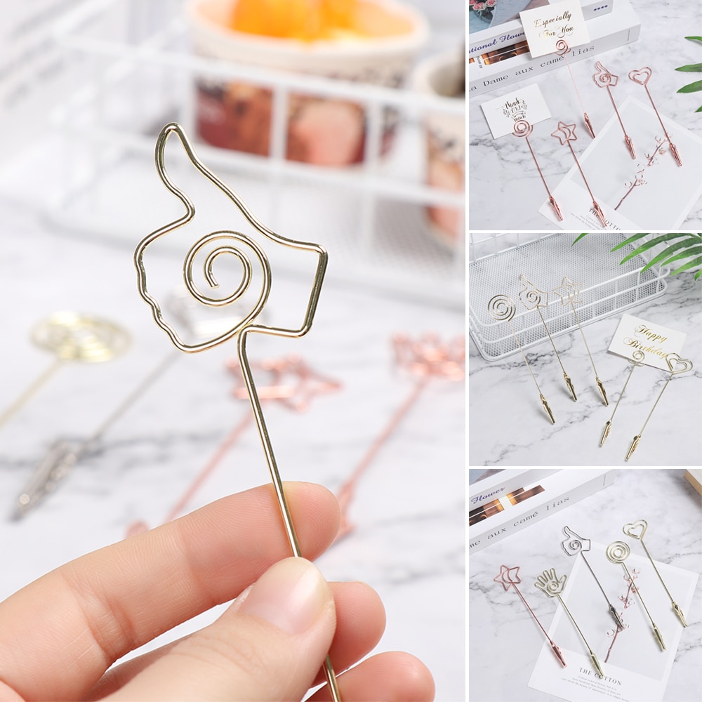 Creatieve Hart Vorm Metalen Kaarthouder Foto Clip Prijs Klemmen Stand Paper Clamp Wedding Party Desktop Decoratie Benodigdheden