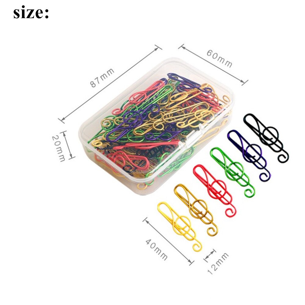 50/60pcs Paper Clips Durable Rustproof, Music Shape Paper Clips for Bookmark Office School Document Organizing Notebook Agenda