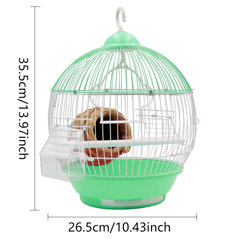 Round Bird Cage With Feeder Full Set Plastic Bird House Cage Bird Carrier For Small Birds All-Round Ventilation Can Be Detached: only nest