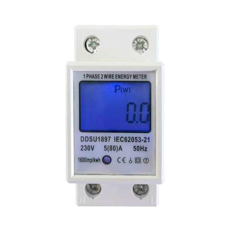 Digital LED Single Phase Energy Meter 5-80A 230V 50Hz Din-Rail Energy Meter w/ w/o Backlight Smart Meter Home Uses
