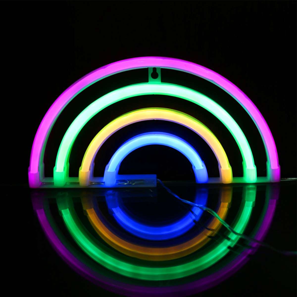Neon lampor led neon skylt ljus julgran glass neon lampa för öl bar hem fest sovrum dekoration jul: Regnbåge