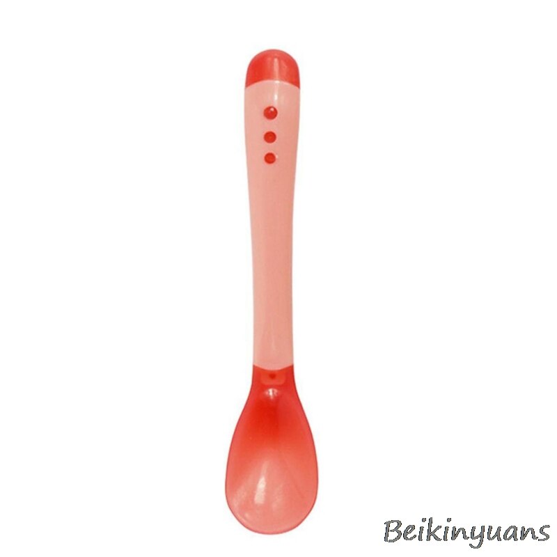 Vajilla con sensor de temperatura para niños, platos de aprendizaje para bebés, bandeja con bol y ventosa: Red spoon