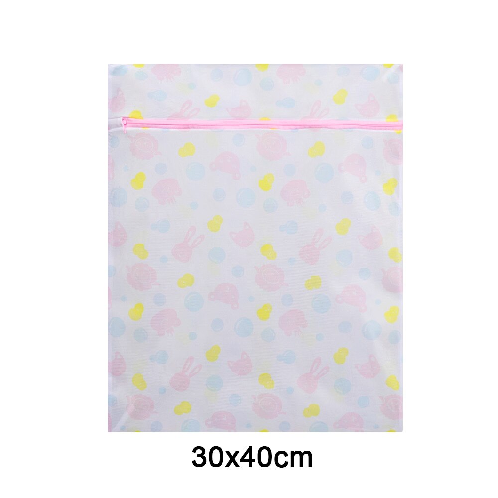 Printing Zippered Mesh Laundry Bag Polyester Laundry Wash Bags Coarse Net Laundry Basket for Washing Machines Mesh Bra Bag: 30x40cm