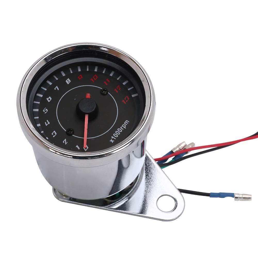 Motorrad Messgerät Geschwindigkeit Tachometer Auto Meter Auto Tachometer LED 12v Messer Universal- Motorrad Hintergrundbeleuchtung Umdrehung Zähler 0-13000 RPM Motorradanzeige Drehzahlmesser 12V Sporn Motormeter Meilenanzeige Auto