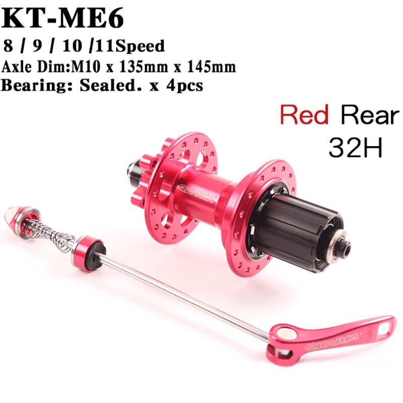 QUANDO-espaciador de buje de bicicleta, accesorio para bicicleta de montaña, con orificios de 32 y 36H, parte delantera y trasera: Rojo