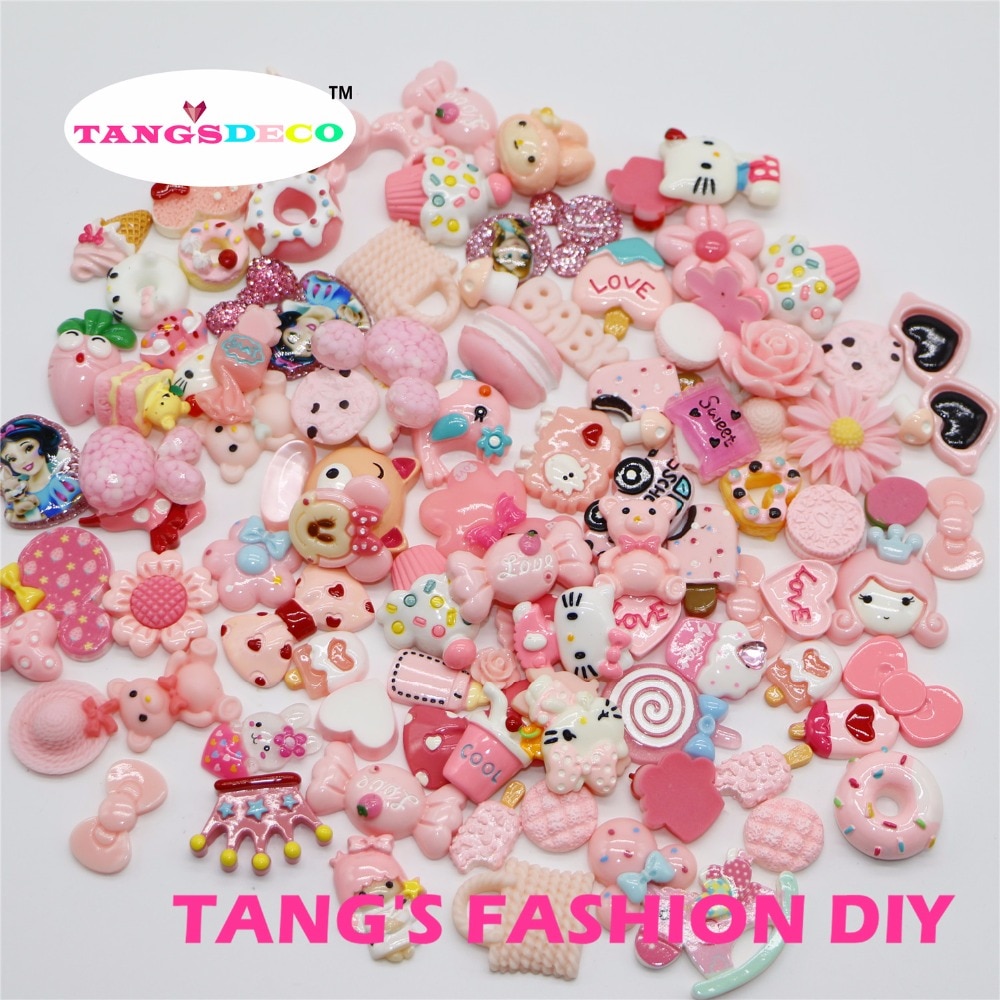 100 pcs --- DIY hars roze kleur mix vorm leuke deocorations/chilrdren DIY decoratie