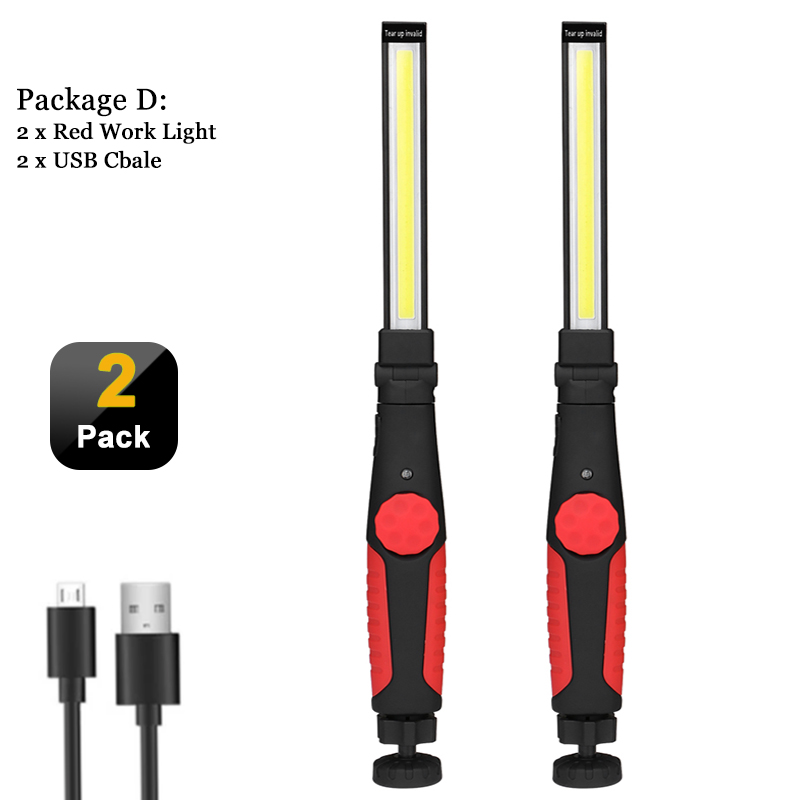 Lampes de travail LED COB, lampe de poche pliante avec Base magnétique, bande Rechargeable, lumière d'inspection lumineuse pour la réparation automobile: blanc chaud