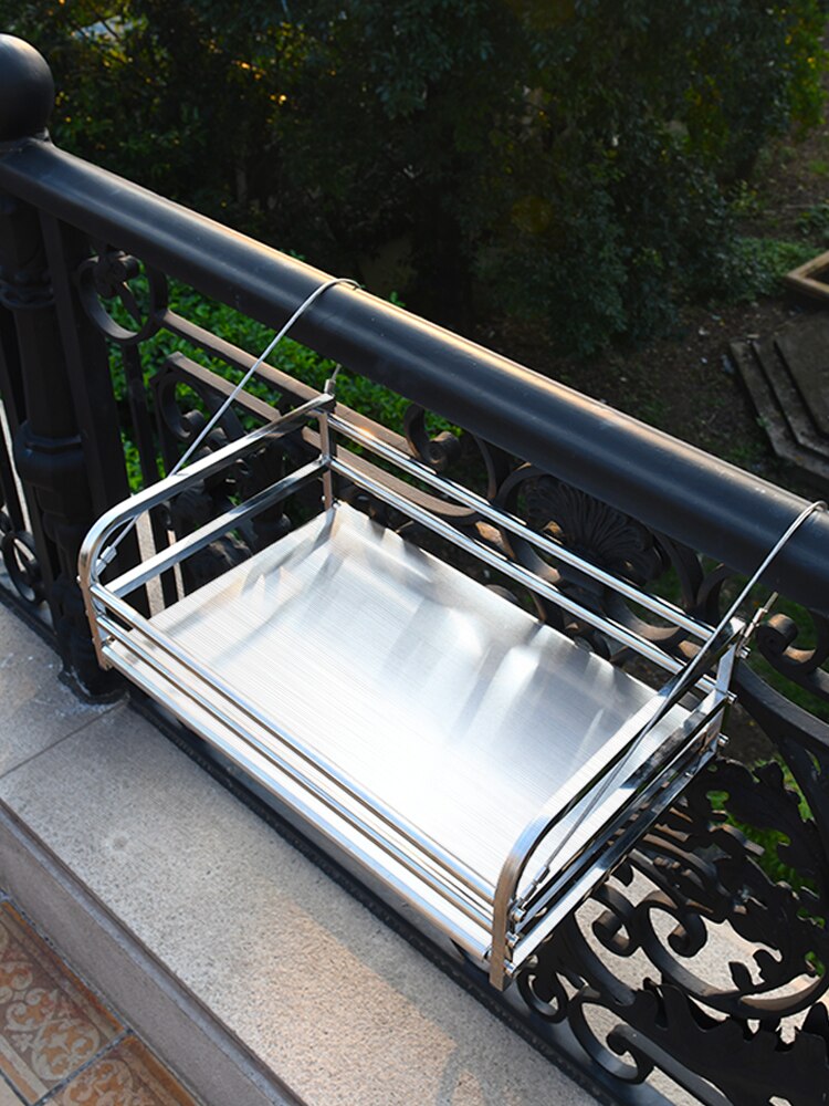 Rvs Bloem Plank Rack Balkon Reling Bloempot Hanger Opknoping Succulent Bloem Vensterbank Outdoor Ingebouwde