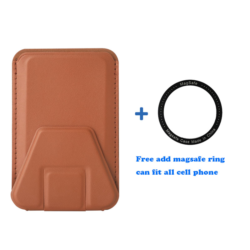 Magnetisk læderpung med skindstativ, magsafe-etui til apple iphone 15 14 13 pro max, magsafe-etui, kortholder, lomme, cover: Orange