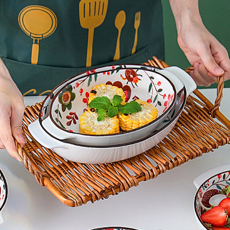 11 Inch Creatieve Nordic Stijl Gebakken Rijst Servies Spaghetti Plaat Dienblad Hand Schilderen Platen Van Keramiek