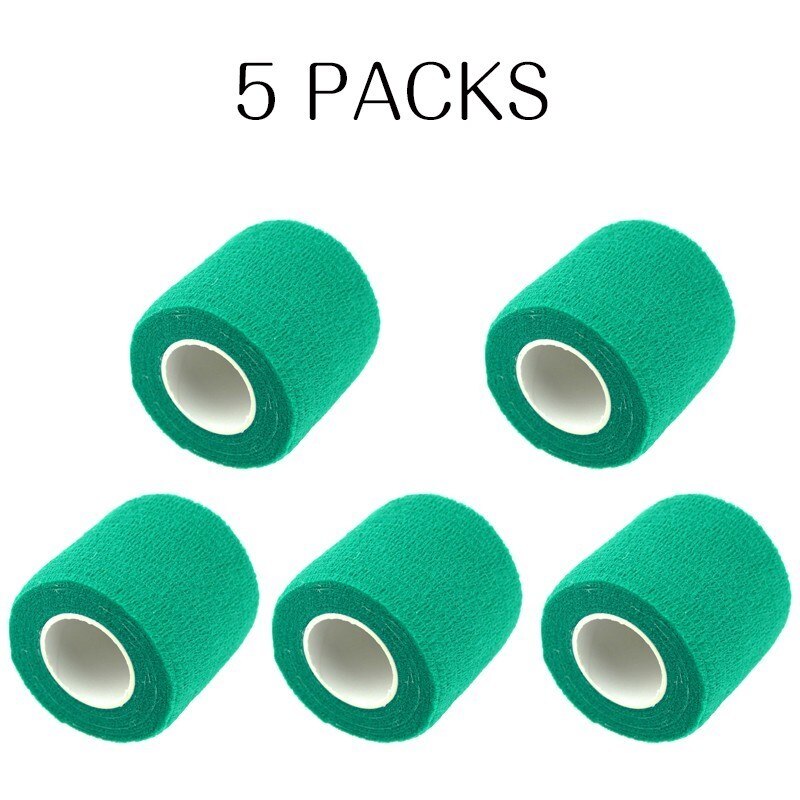 5 stk/parti sportssikkerhed selvklæbende elastisk bandage non-woven stof tape beskyttelsesudstyr knæ albue støtte støtte 5*450cm: Dybgrøn