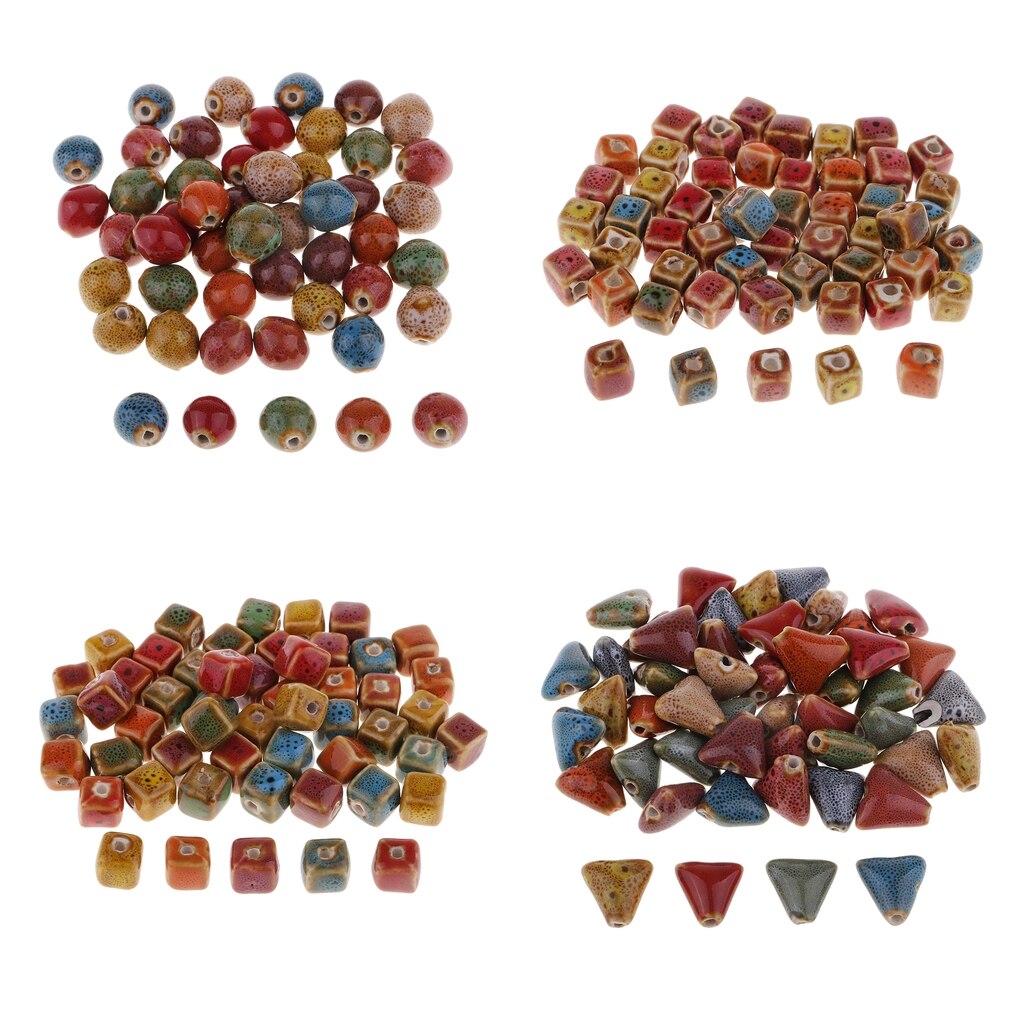 Cuentas de porcelana y cerámica para pulsera, abalorios de porcelana y cerámica para manualidades, cuentas sueltas hechas a mano, 50 unidades