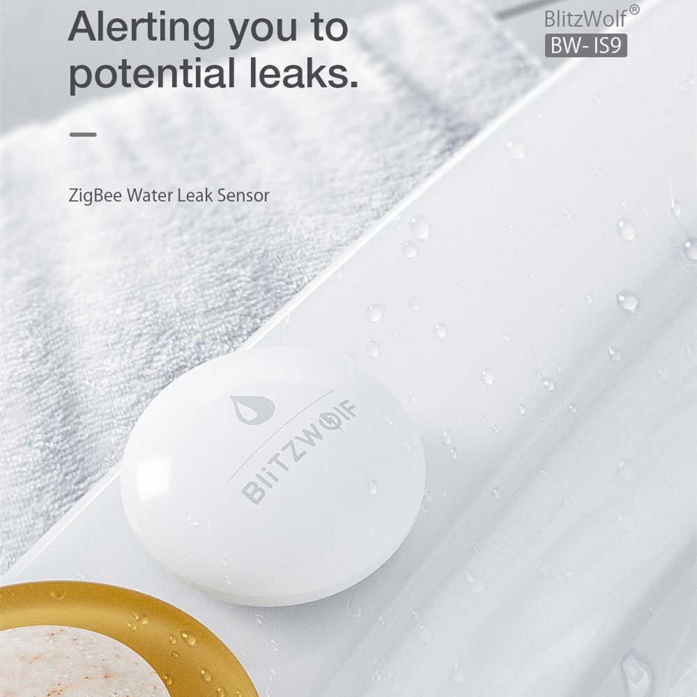 Blitzwolf Smart Home Zigbee Waterlek Sensor Smart Flood Detector Alarm Detecteren Real-Time App Alert Kennisgeving IP64 Waterdicht